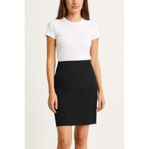 St. John Black Vented High Waist Belted Pencil Skirt Size 10